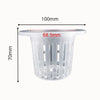 Panier hydroponique en plastique transparent avec des fentes verticales et un bord rond blanc