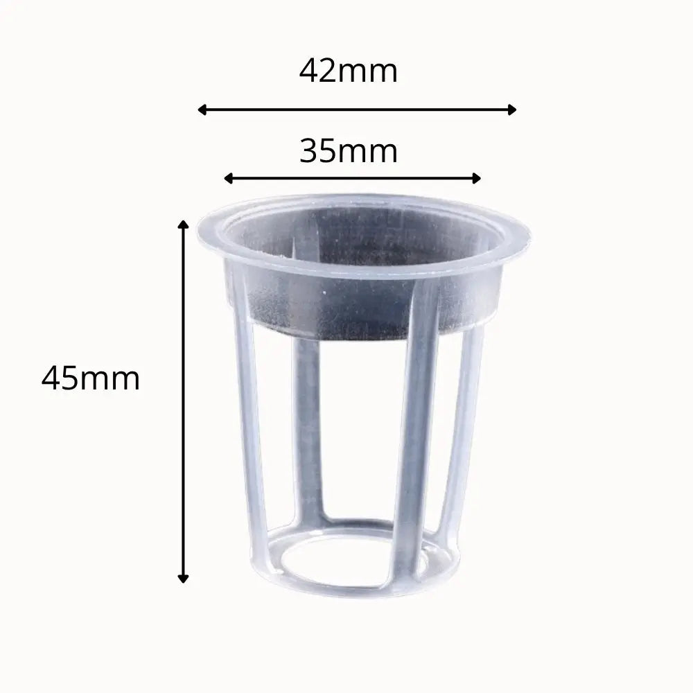 Godet hydroponique transparent en plastique avec des ouvertures et une forme cylindrique