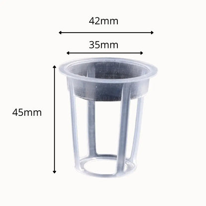 Godet hydroponique transparent en plastique avec des ouvertures et une forme cylindrique