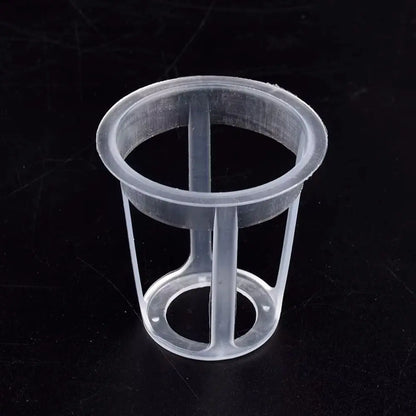 Panier hydroponique en plastique transparent avec des ouvertures et une forme cylindrique