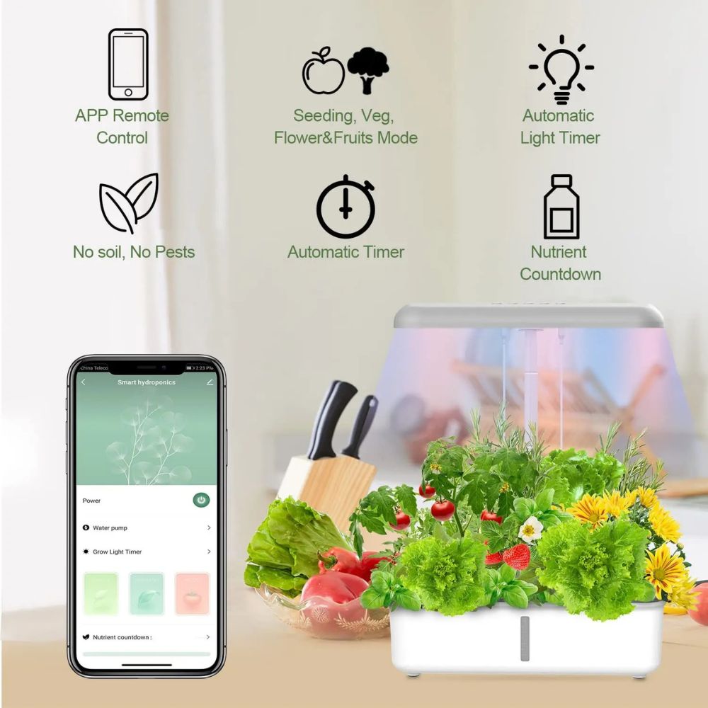 Potager d'Intérieur Connecté : Système 14 Plantes Arrosage Automatique