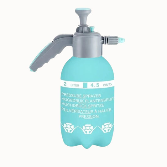 Pulvérisateur à pression de 2 litres avec pompe manuelle et buse jet réglable en couleur turquoise