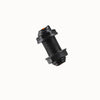 Raccord traversant de paroi en plastique noir avec filetage et joint orange visible sur l'image