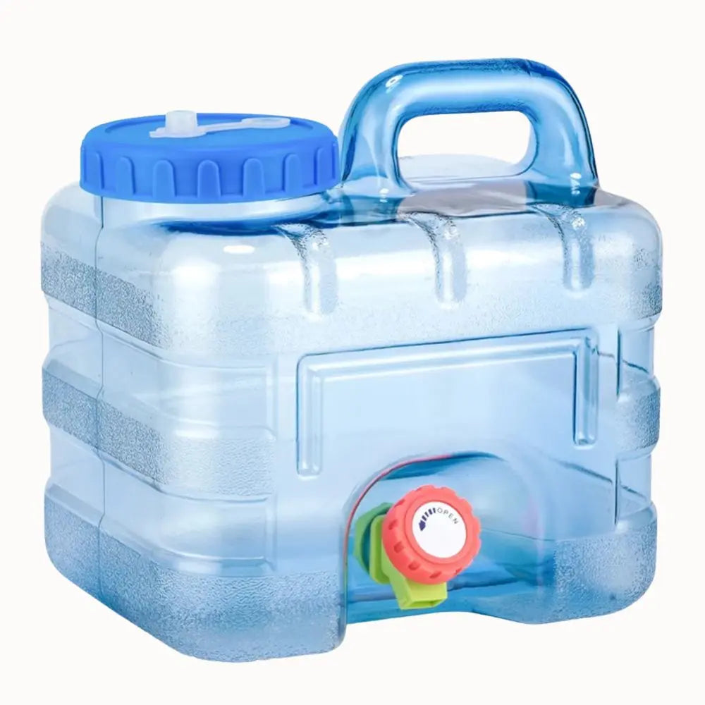 Bidon portable transparent de 7.5L avec robinet et couvercle bleu pour réservoir eau plante