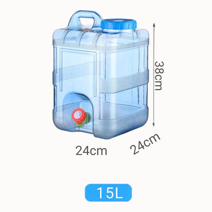 Réservoir d'eau transparent de 15L avec poignée et robinet de sortie pour irrigation des plantes