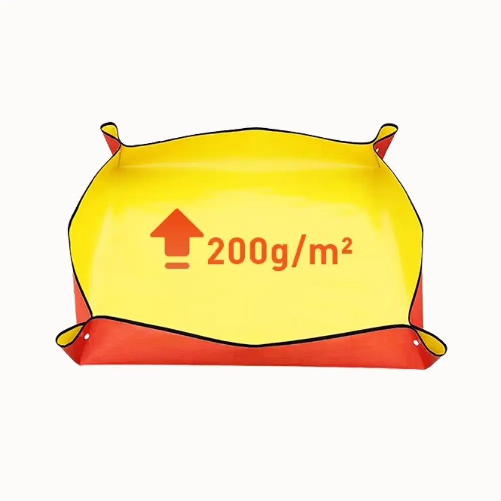 Tapis de rempotage en plastique jaune et rouge, avec bords repliés et surface lisse et étanche