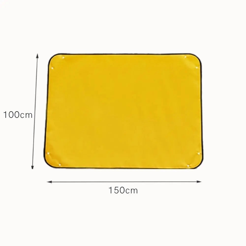 Tapis de rempotage jaune avec bords noirs, surface lisse et étanche, idéal pour le jardinage intérieur