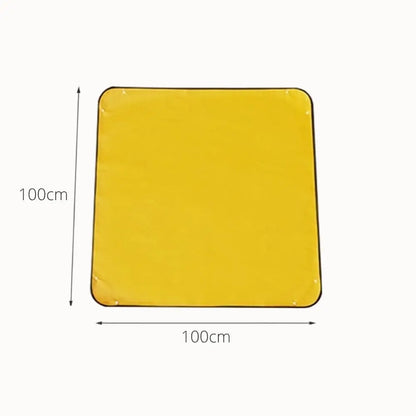 Tapis de rempotage jaune carré avec bords renforcés, surface lisse et étanche, idéal pour le jardinage