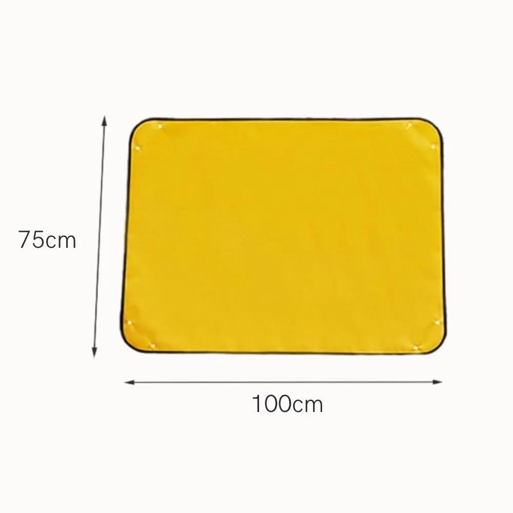 Tapis de rempotage jaune en PE renforcé avec bords noirs, surface lisse et étanche