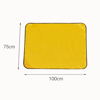 Tapis de rempotage jaune en PE renforcé avec bords noirs, surface lisse et étanche