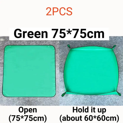 Tapis de rempotage vert pliable avec des bords arrondis et une surface lisse en matière plastique