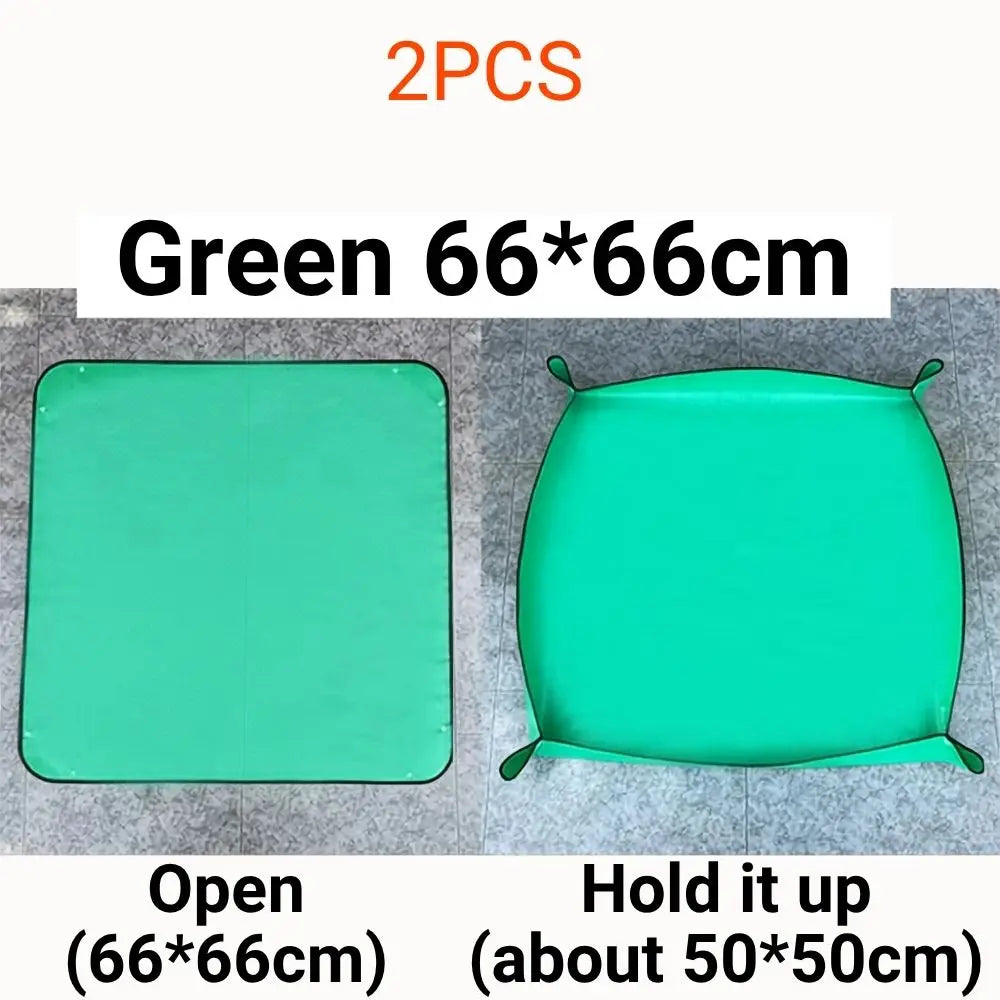 Tapis de rempotage vert pliable en forme carrée avec surface lisse et couleur uniforme