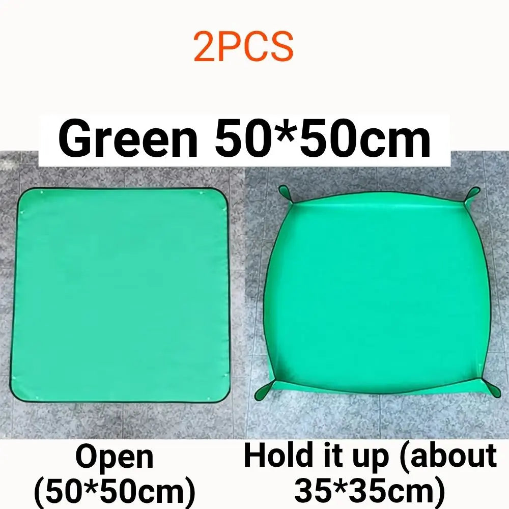 Tapis de rempotage vert pliable avec bords arrondis, surface lisse et matière en plastique étanche