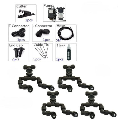 Kit complet de brumisateur 220V avec buses doubles orientables, connecteurs et accessoires divers