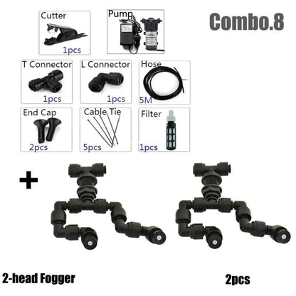 Kit complet de brumisateur 220V avec buses doubles orientables et accessoires inclus