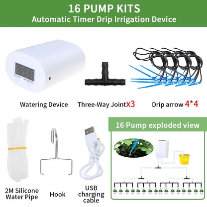Pack arrosage automatique avec 16 sorties, comprenant un dispositif d'arrosage et accessoires divers