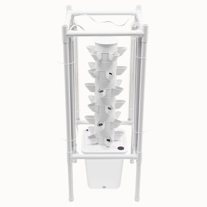 Système hydroponique vertical en plastique blanc avec plusieurs pots pour la culture de plantes
