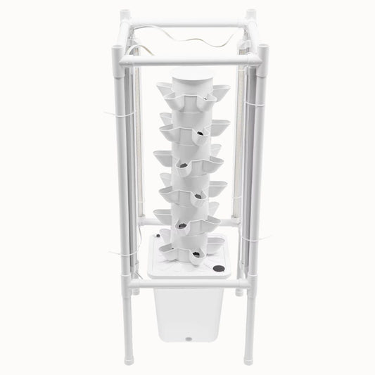 Système hydroponique vertical en plastique blanc avec plusieurs pots pour la culture de plantes