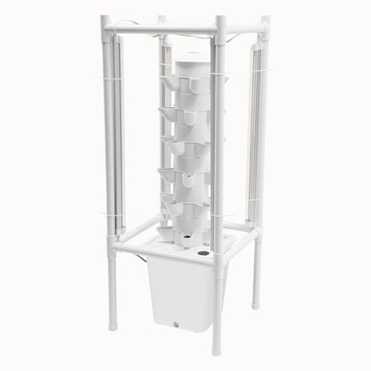 Système hydroponique vertical en plastique blanc avec plusieurs pots pour la culture de plantes