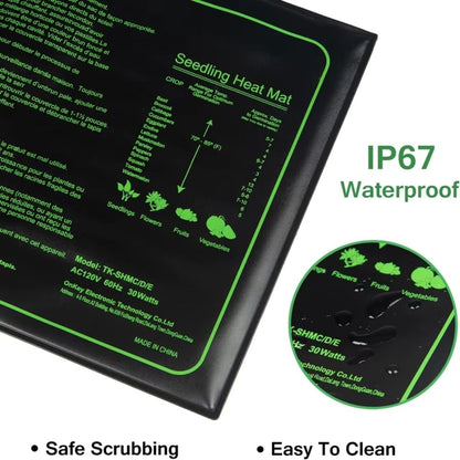 Tapis chauffant noir pour plantes avec thermostat digital et dimensions de 25x52 cm