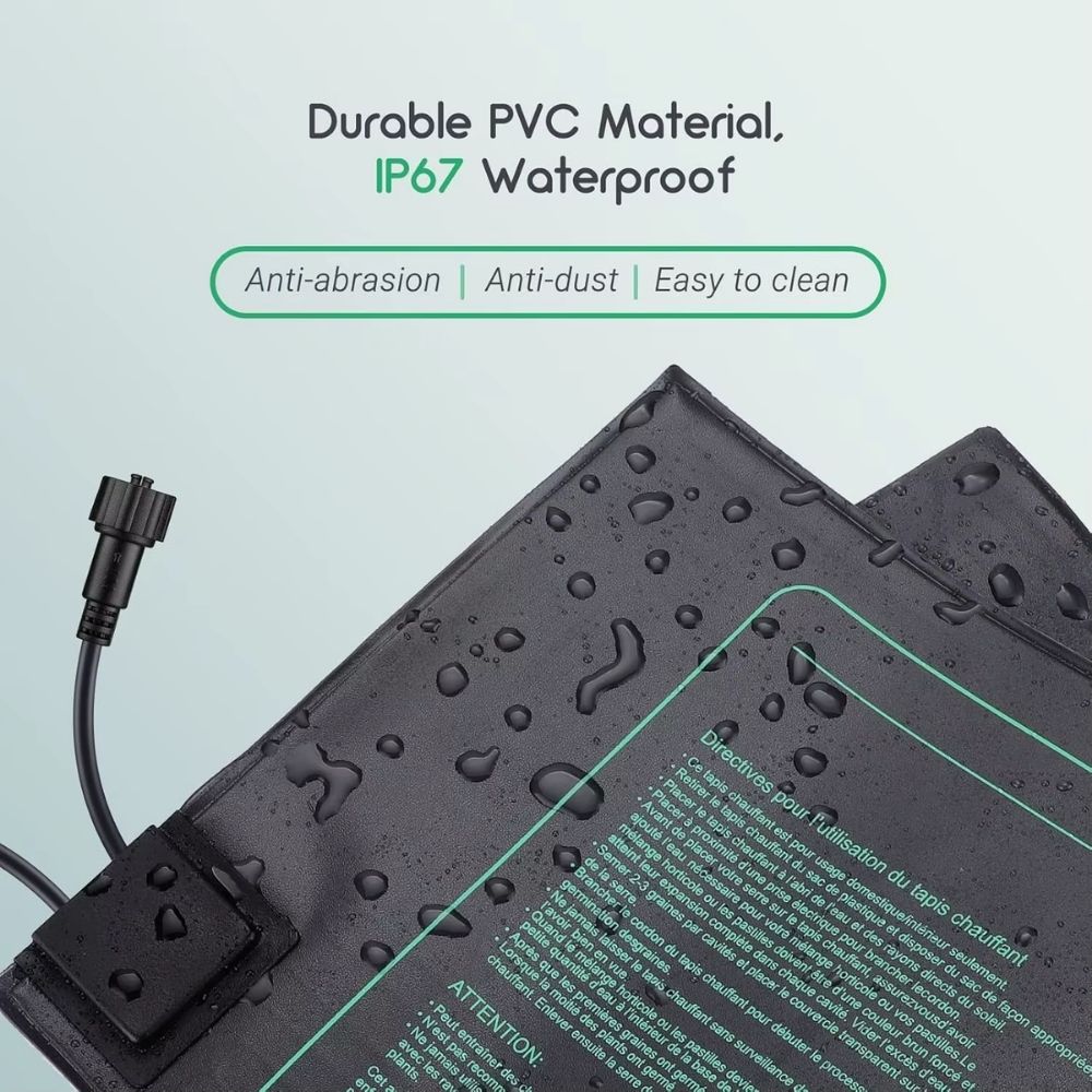 Tapis chauffant pour plantes avec câble d'alimentation et surface résistante à l'eau et à l'abrasion