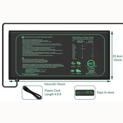 Tapis de culture chauffant 21W de format standard 25x52cm avec cordon d'alimentation visible