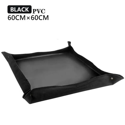 Tapis de rempotage noir en PVC avec bords surélevés et surface lisse et étanche