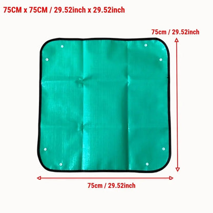 Tapis de rempotage vert avec bords noirs, surface lisse et œillets pour fixation au sol