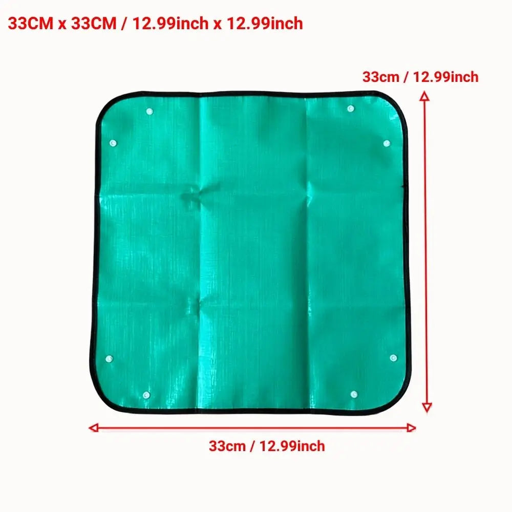 Tapis de rempotage vert avec bord noir, surface lisse et étanche, idéal pour le travail de jardinage