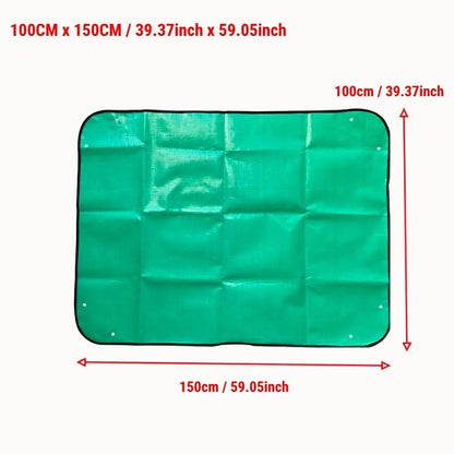 Tapis de rempotage vert, surface lisse et étanche, avec coins arrondis et œillets pour fixation