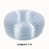 Tuyau en PVC transparent de 25 mm de diamètre, enroulé en spirale sur fond clair